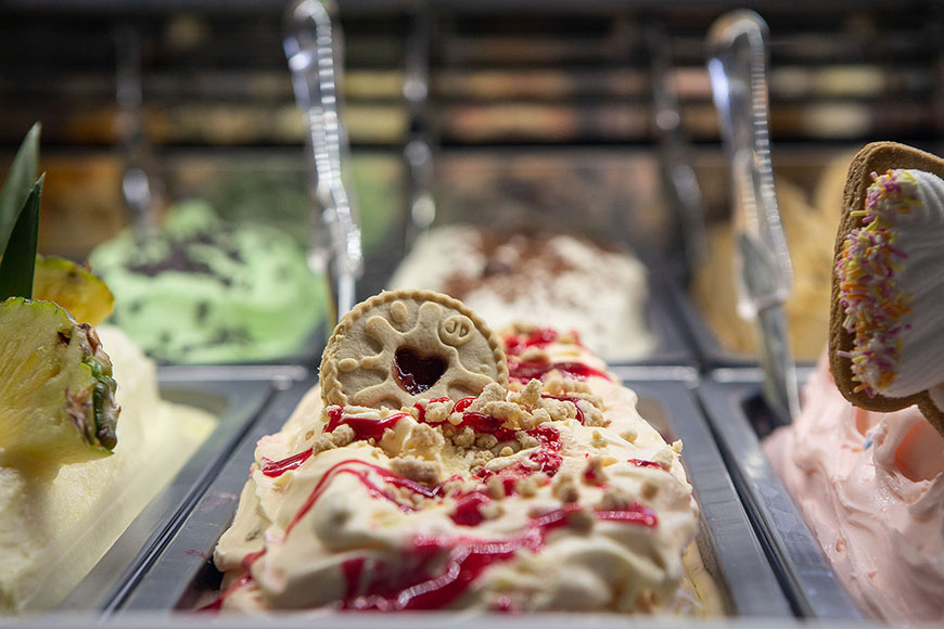 Close up of jammy dodger ice cream by Polly Baldwin Close up of jammy dodger ice cream by Polly Baldwin