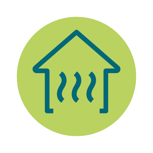 Icon representing heating a building.