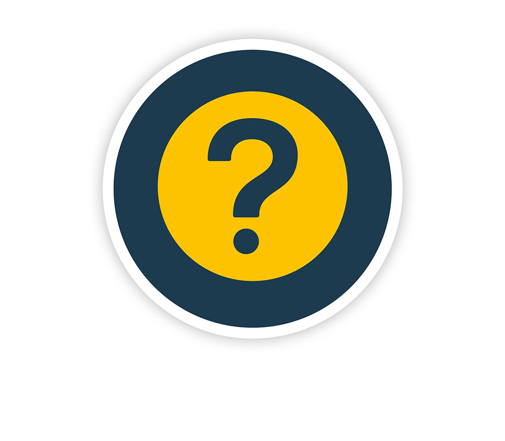 Question mark in a green and yellow circle