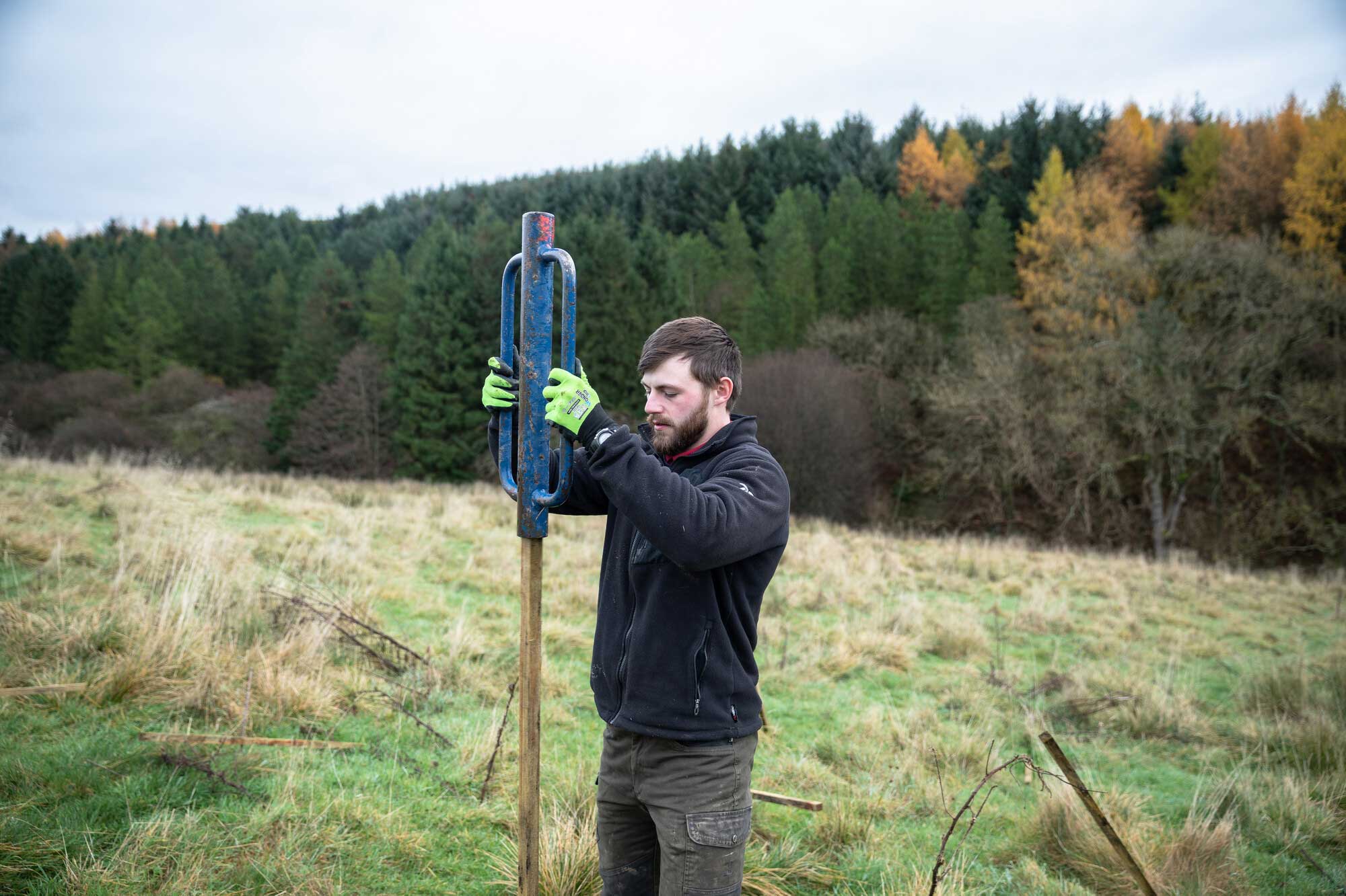 Woodland operation trainee Jared planting a tree. Credit Charlie Fox / NYMNPA. Woodland operation trainee Jared planting a tree. Credit Charlie Fox / NYMNPA.