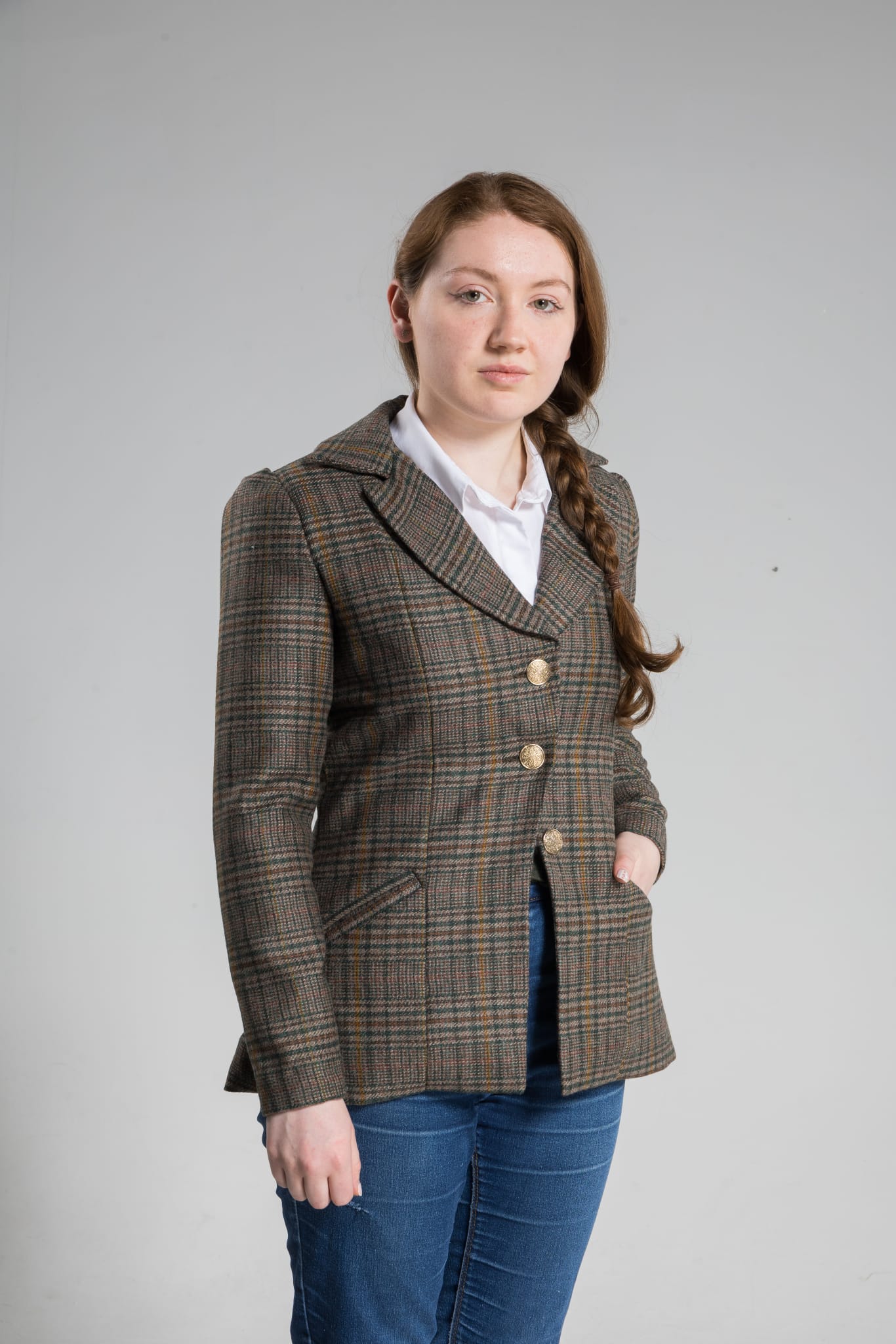 Livia in tweed jacket 