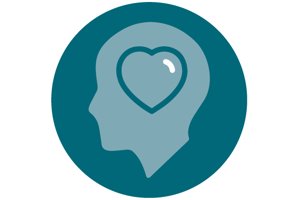 Icon of a heart inside someone's mind