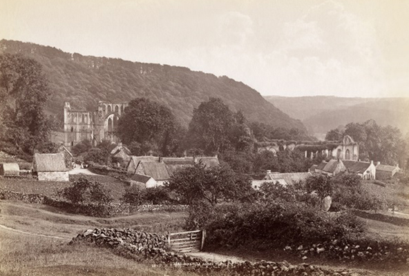 Old black and white photo of Rievaulx Abbey Old black and white photo of Rievaulx Abbey