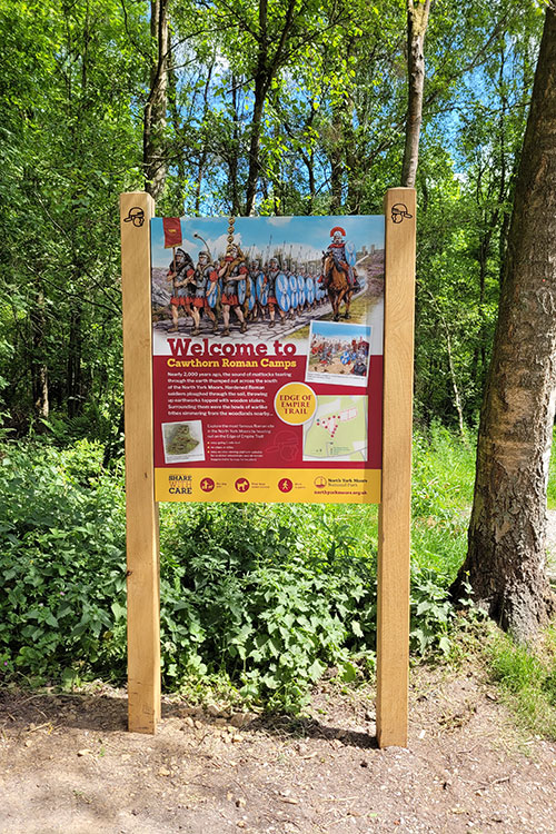 Information sign at Cawthorn Roman Camps