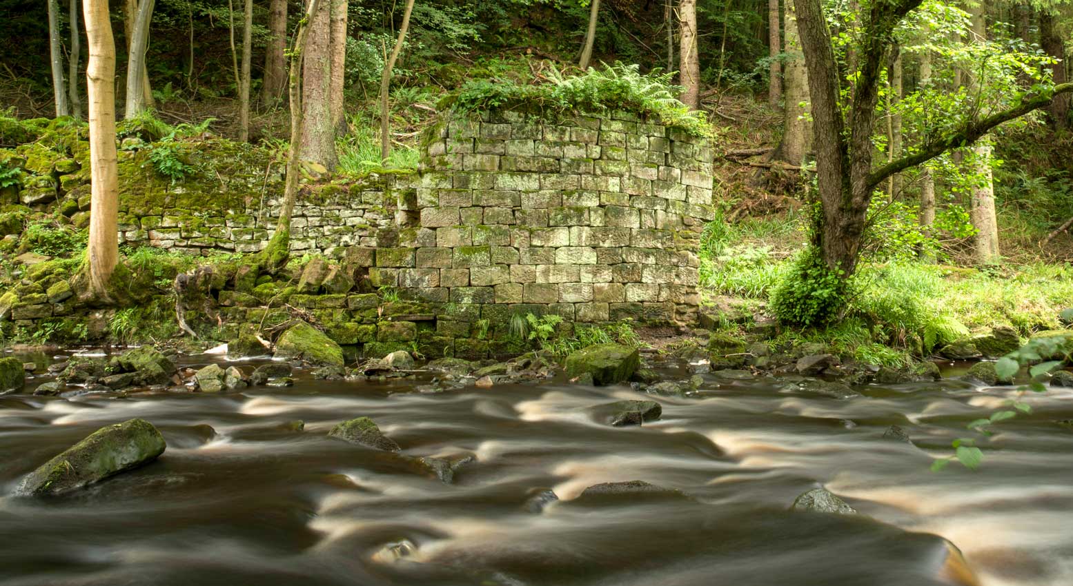 Remnants of industrial building alongside a river Remnants of industrial building alongside a river
