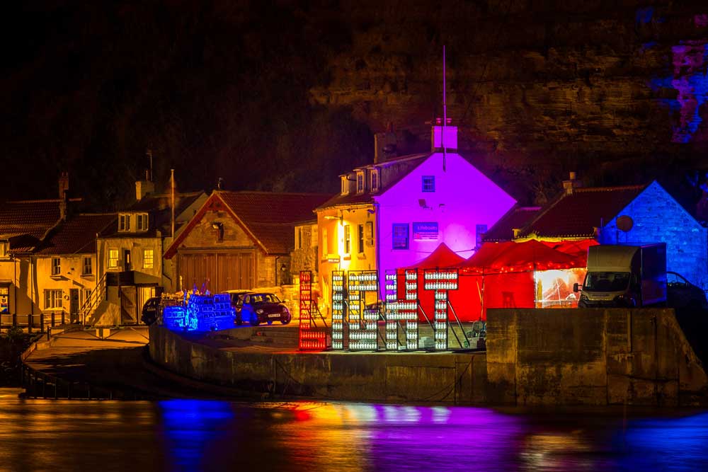 Light installation at Staithes Harbour