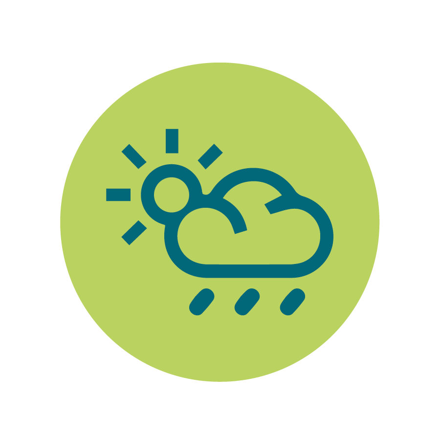 Logo of a sun and a rain cloud with the word 'climate' underneath