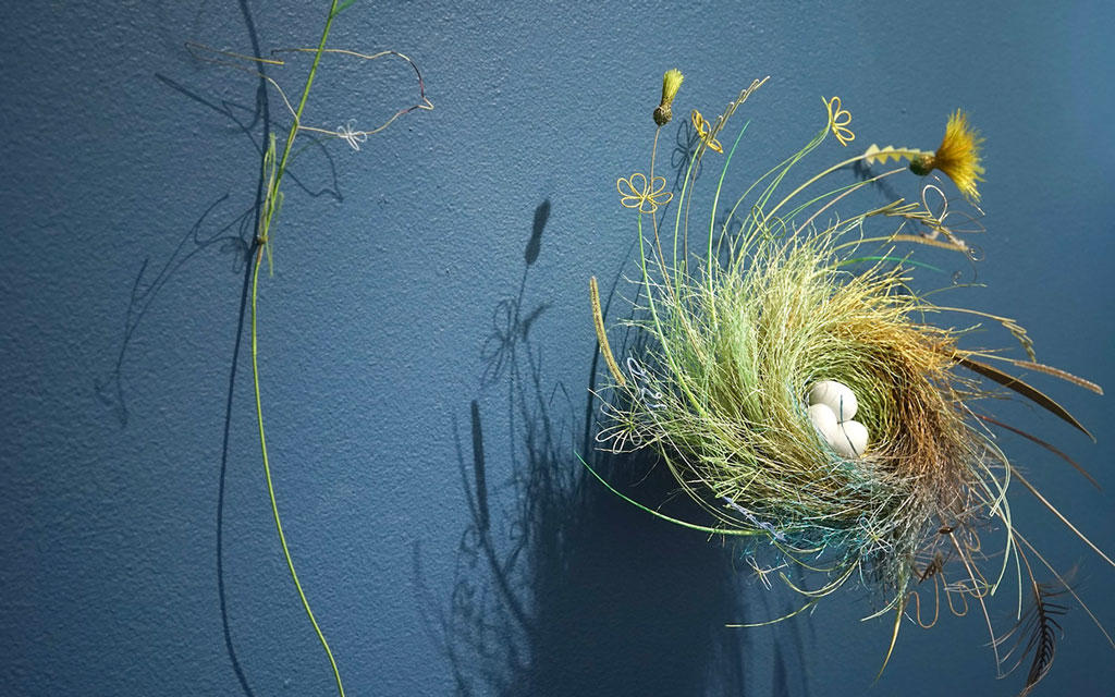 Feather and nest artwork