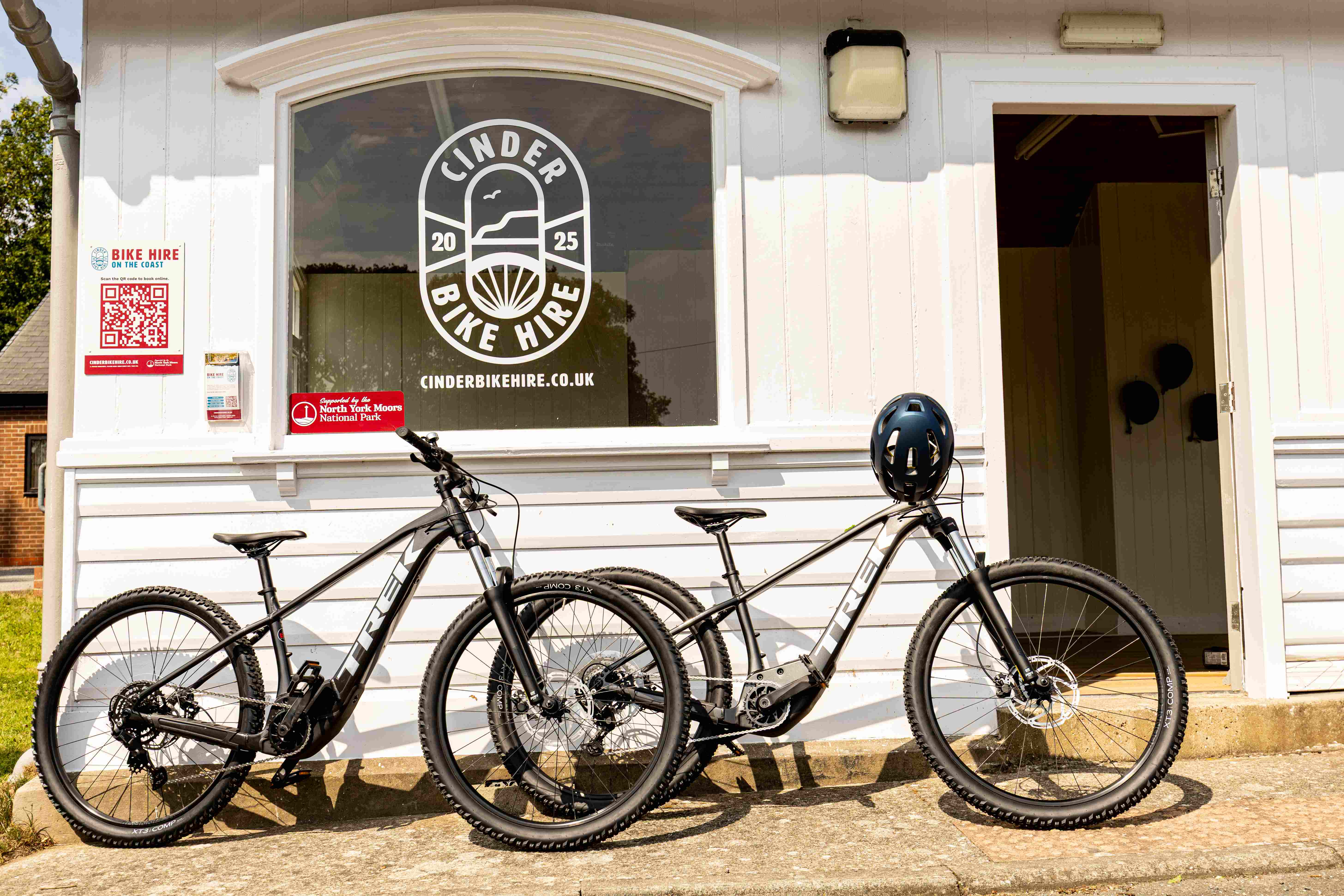 Bikes outside a bike hire hut