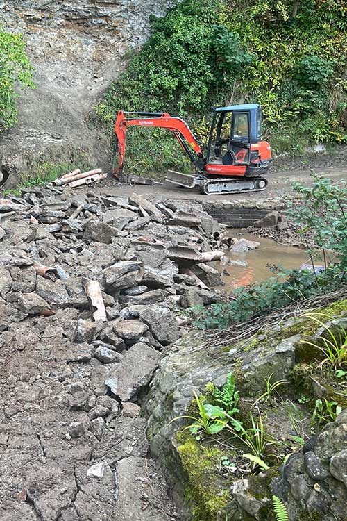 Contractors working at Staithes Beck