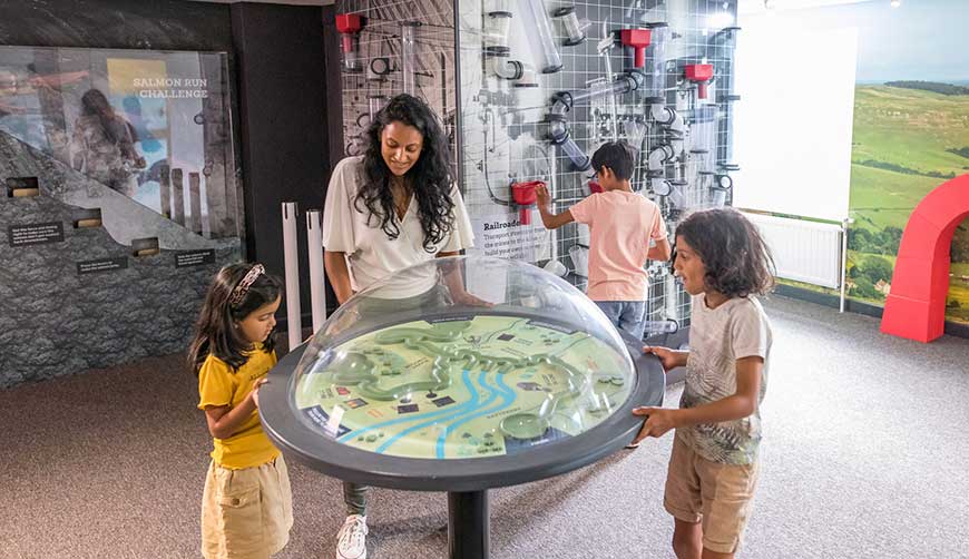 Family at interactive exhibition