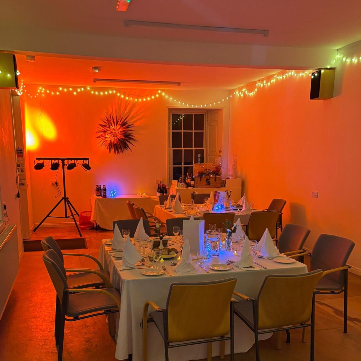 St Peter's Centre set up for a murder mystery night