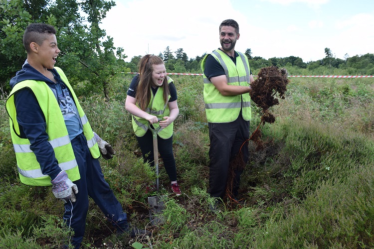 Young people help with a task in the North York Moors National Park 