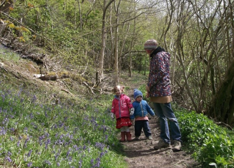 Family exploring Garbutt Wood - Credit Jono Leadley