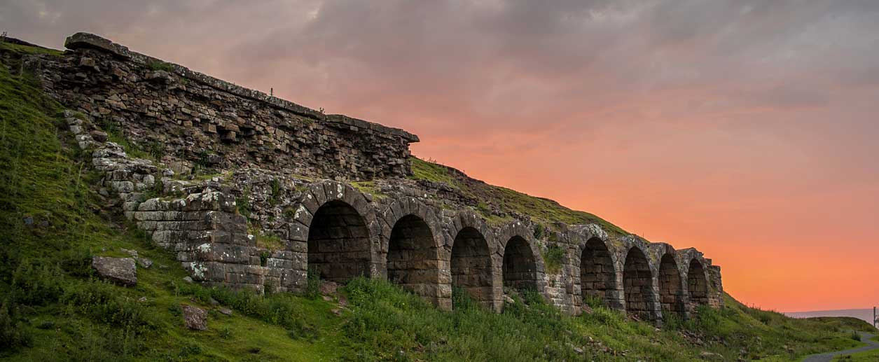Remains of large industrial stone kilns. Credit Paddy Chambers.