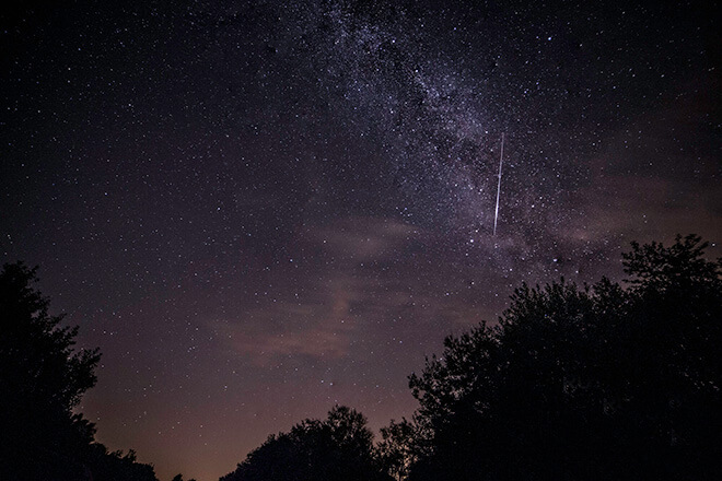 The Perseid meteor shower above Sutton Bank. Photo taken by Russ Norman.