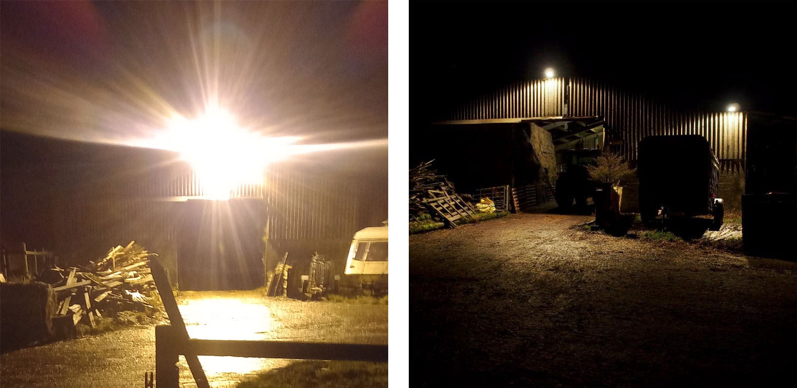 Farm lighting before and after