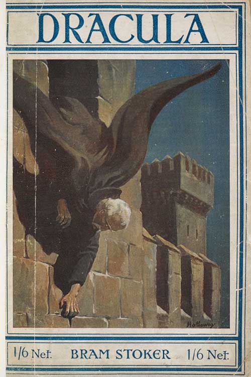 The cover of a vintage edition of Dracula by Bram Stoker